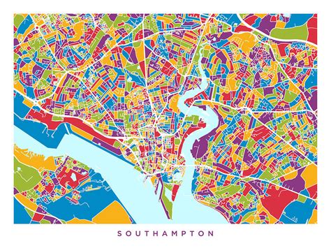 Southampton England City Map Digital Art by Michael Tompsett