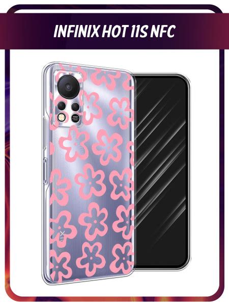 Силиконовый чехол на Infinix HOT 11S NFC Инфиникс Хот 11S NFC Простые розовые цветочки