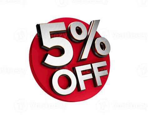 5 Percent Off 3d Sign On White Special Offer 5 Discount Tag Flasher