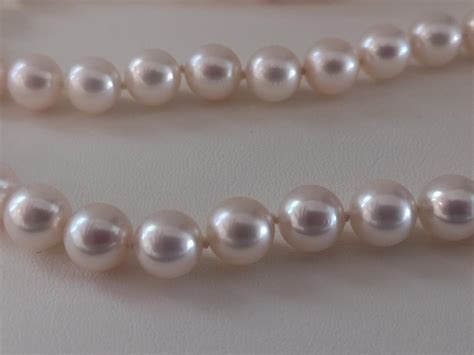 Mikimoto Blue Lagoon Akoya Pearl Strand Necklace K Gold Clasp