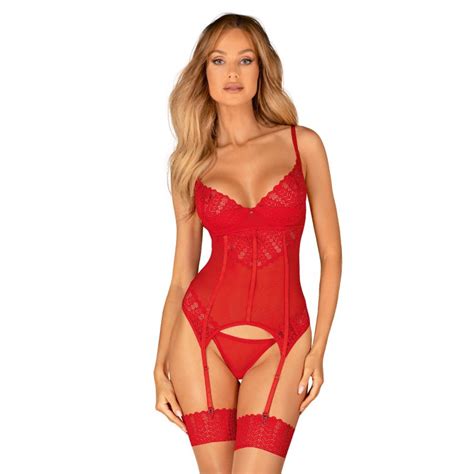 Lingerie sexy Guêpière sexy rouge Ingridia Obsessive Lingerie