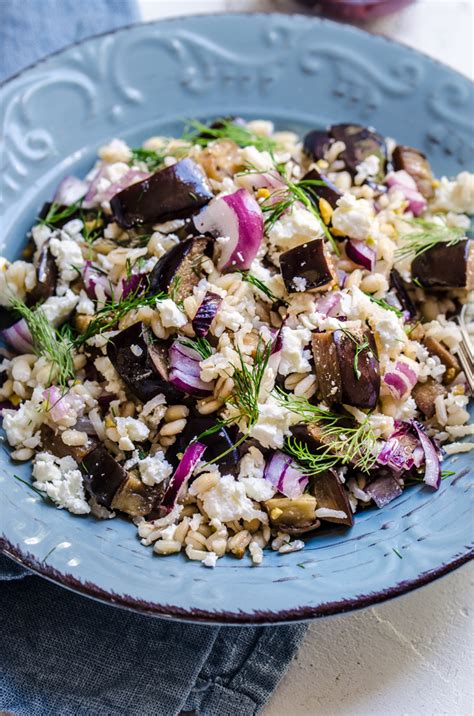 Insalata Di Orzo E Riso Integrale Con Melanzane E Feta Fugassa Caff