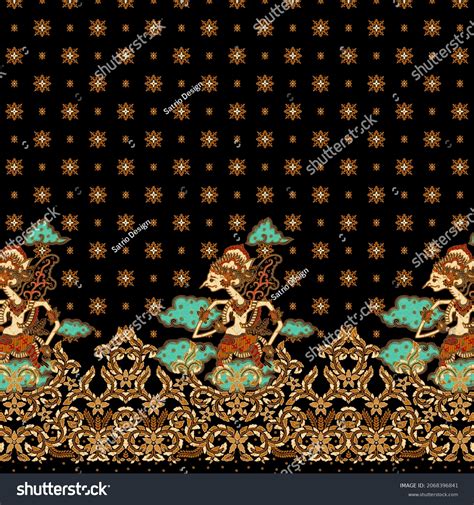 ilustrasi stok wayang motif batik pattern textille garment