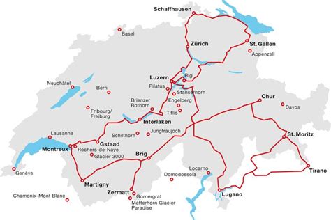 Switzerland Scenic Train Routes Map