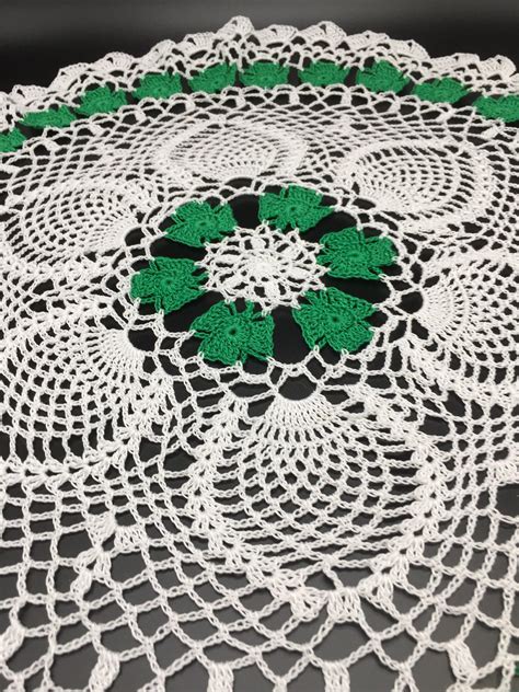 24 Inch Round Crocheted Shamrock Doily