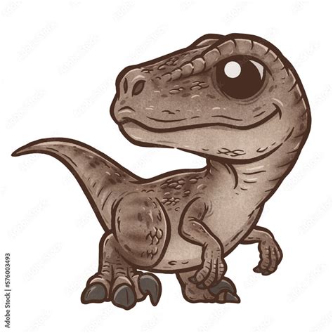 Vector Illustration Of Cartoon Dinosaur Velociraptor Stock Vector