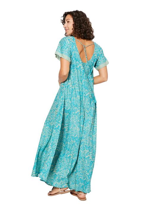 Robe Longue Motif Turquoise Paisleys Ron