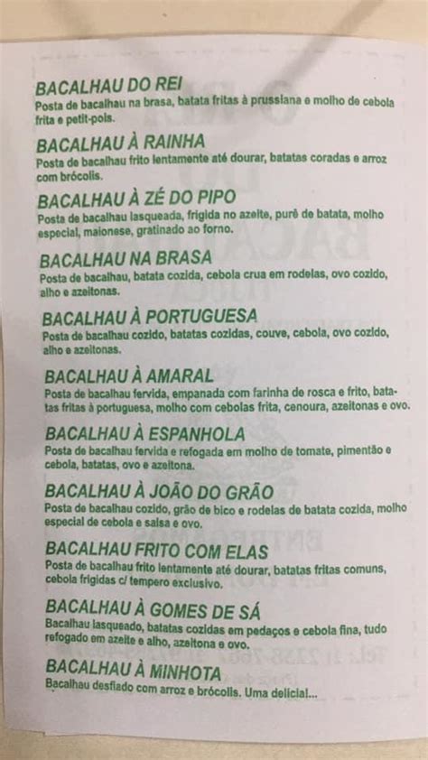 Menu Em Rei Do Bacalhau Tijuca Restaurante Rio De Janeiro P A