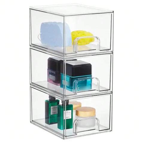 Pack Stackable Makeup Organizer Storage Drawers Acrylic Organizers