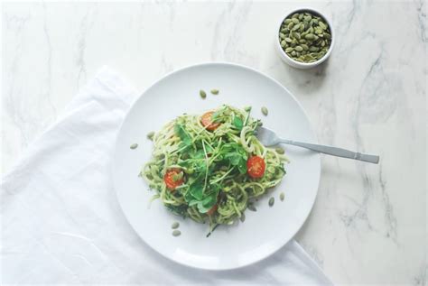 Raw Courgetti Salad with Creamy Vegan Avocado Dressing