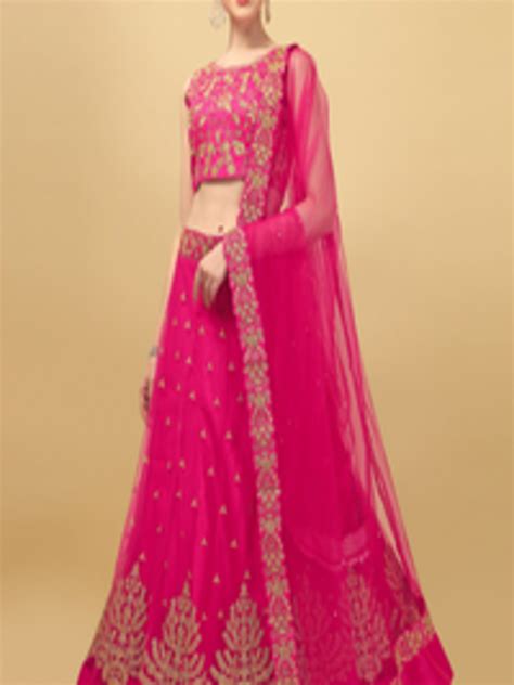 Buy Fab Dadu Pink Gold Toned Embroidered Sequinned Semi Stitched