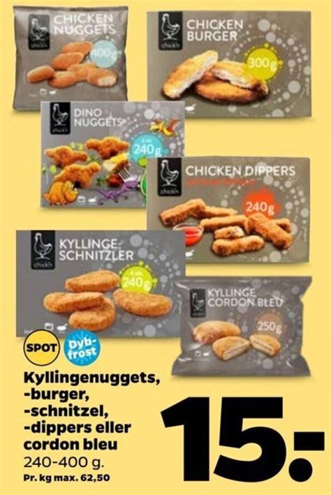 Kyllingenuggets Burger Schnitzel Dippers Eller Cordon Bleu Tilbud