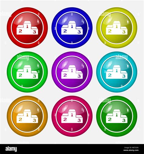 Podium icon sign. symbol on nine round colourful buttons. Vector ...