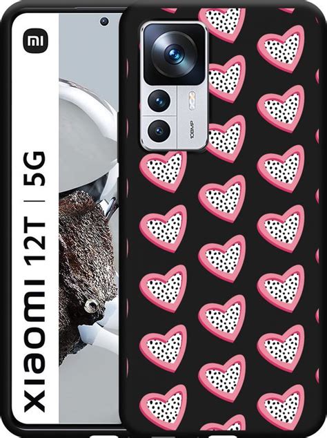 Xiaomi 12T 12T Pro Hoesje Zwart Hartjes Met Stippen Designed By