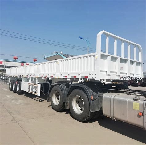 Luckin Axle Semi Trailers With Side Walls Drop Sides Flatbeds