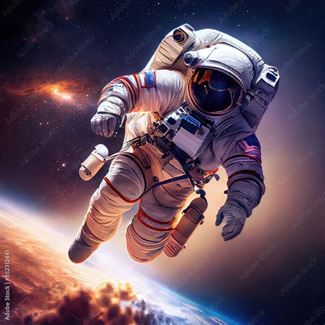 Space explorer, astronaut soaring in outer space. Stunning ...