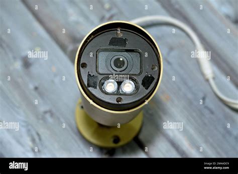 Surveillance infrared light Security CCTV realistic IP camera at a wall ...