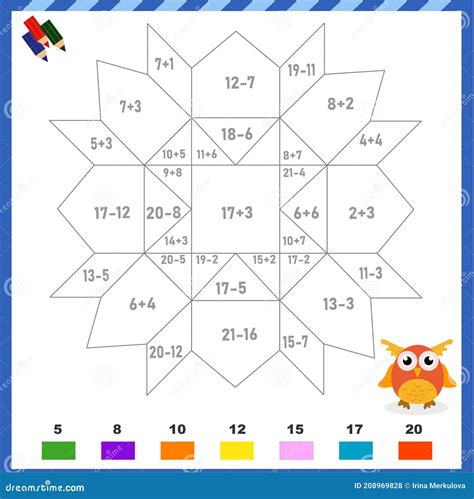 Coloração Matemática Para Adição E Subtração Padrão Geométrico