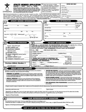 Fillable Online Usagym ATHLETE MEMBER APPLICATION USA Gymnastics