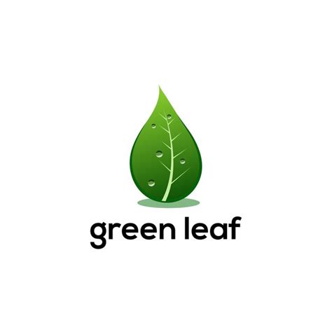 Logotipo De Hoja Verde Con Gotas De Agua Icono De Hoja Ilustración De