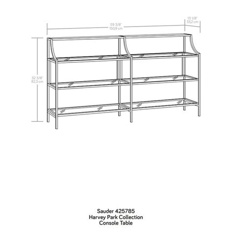 Sauder Harvey Park 3 Shelf 59 Metal Framed Glass Console Table In Black Cymax Business