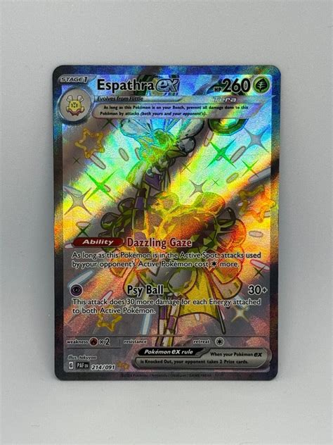 Pokemon Card Espathra Ex 214091 Paldean Fates Holo Rare Nm Ebay