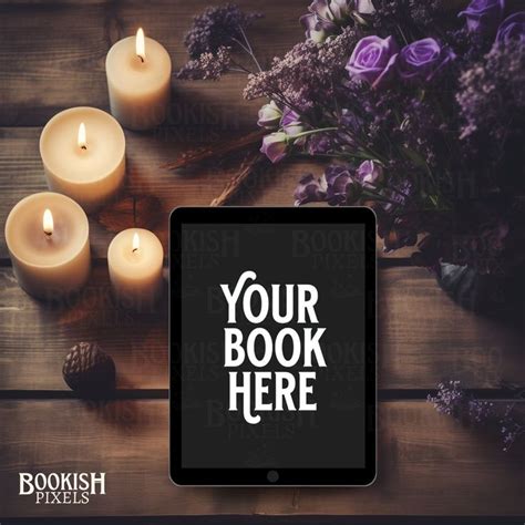 Dark Floral Bookstagram Ebook Mockup Ebook Cover Blank Ipad Mock Dark