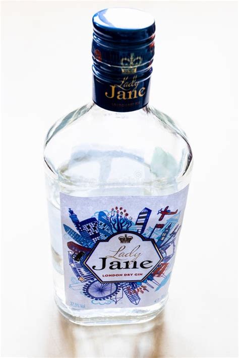 Standing Glass Bottle of Lady Jane London Dry Gin Editorial Photo ...