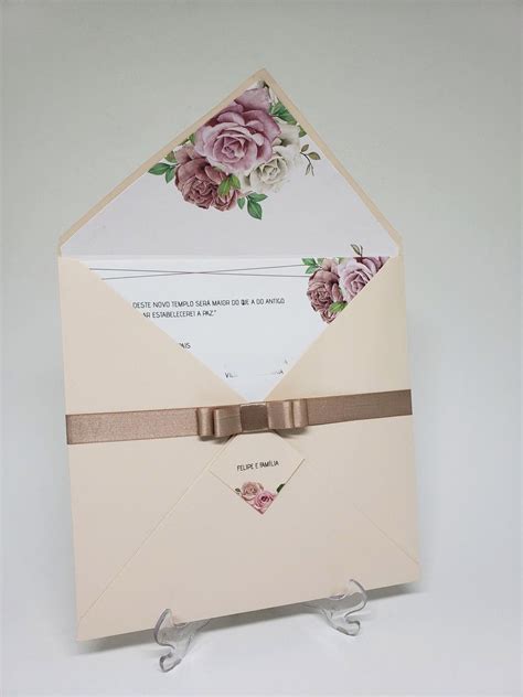 Convite Casamento Nude E Ros Forrado Elo Produtos Especiais