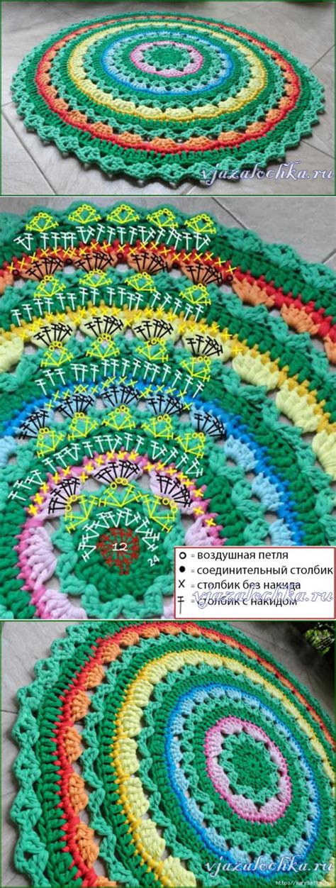 Коврики крючком из пропиленовых ниток с описанием и схемами