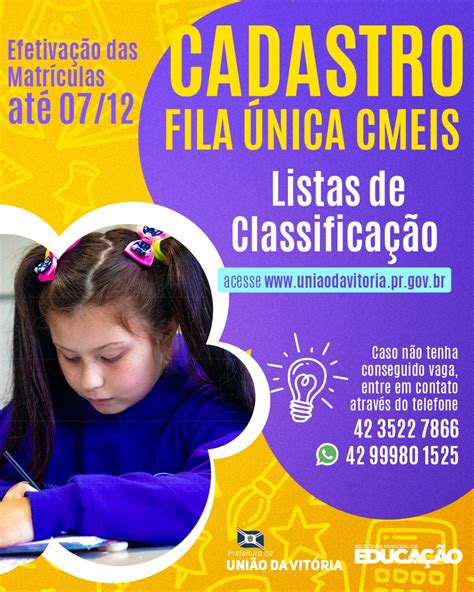 Confira A Lista De Classificação Do Cadastro Da Fila única Dos Cmeis