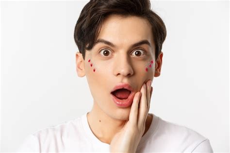 Premium Photo People Lgbtq And Beauty Concept Headshot Of Handsome Gay Man Looking Surprised