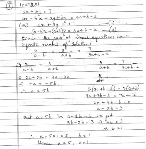 For What Values Of A And B Does The Following Pair Of Linear Equations