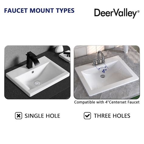 Deervalley Ceramic Drop In Rectangular White Bathroom Sink 16 54 In X