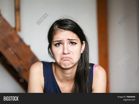 Beautiful Brunette Young Woman Sad Image & Photo | Bigstock