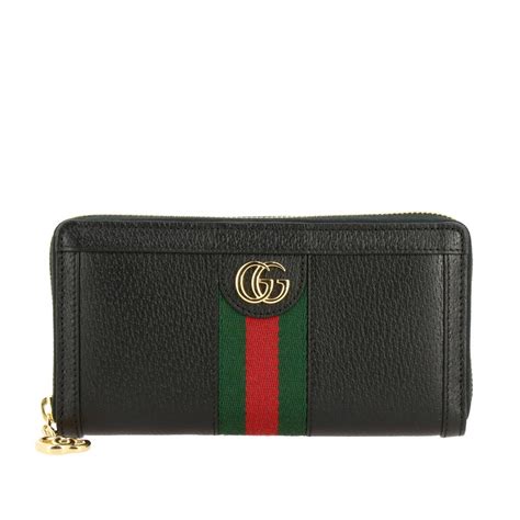 Gucci Ophidia Wallet In Textured Leather With Web Band And Gg Monogram