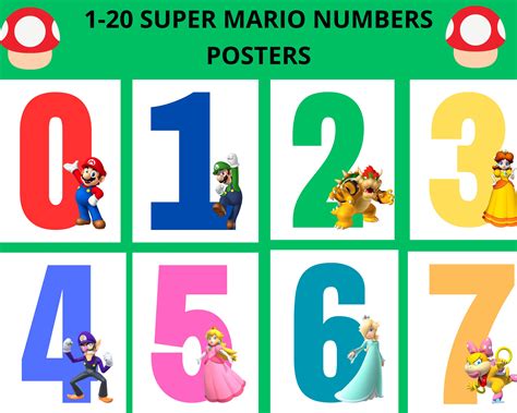 1 20 Super Mario Bros Bulletin Board Numbers Poster Cards Alphabet Line For Classroom Wall