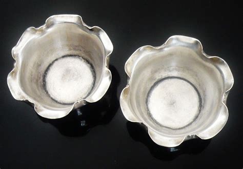 Sterling Silver Salt Cauldrons Pair Antique George Unite Hallmarked