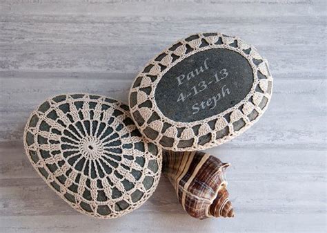 PERSONALIZED Customer Laser Engraved Crochet Lace Stone Rustic