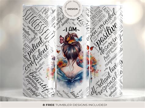 Daily Affirmations Tumbler Wrap Template Self Love Gift Sublimation