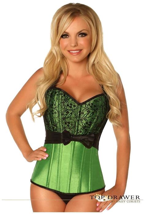 Top Drawer Green Lace And Bow Halter Steel Boned Corset SpicyLegs