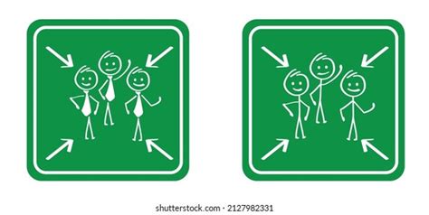 Emergency Evacuation Assembly Point Cartoon Stickman Stock Vector ...