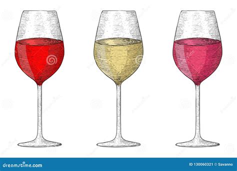 Glass Of Wine Collection Of Hand Drawn Sketches Stock Vector