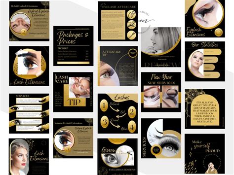 Lashes Extensions Instagram Post Templates Editable Eyelash Extensions