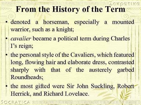 The Cavalier Poets From the History of