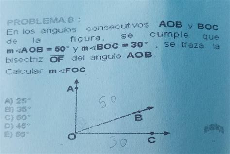 En Los Angulos Consecutivos AOB Y BOC De La Figura Se Cumple Que M AOB