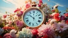 Vintage Floral Clock Free Stock Photo - Public Domain Pictures