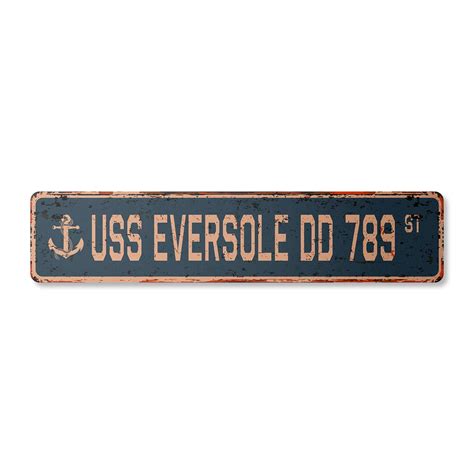 USS EVERSOLE DD 789 Vintage Plastic Street Sign us navy ship veteran