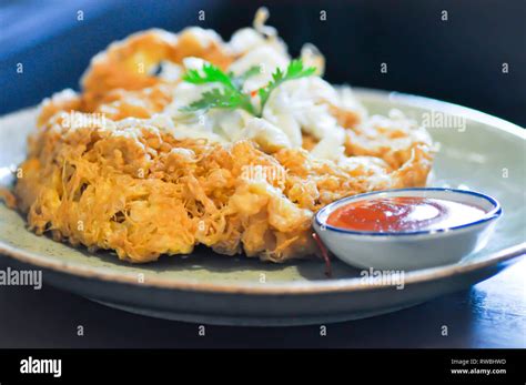 Omelette Omelet Or Fried Beaten Egg Omelette Thai Food Stock Photo Alamy