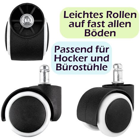 5er Set Bürostuhl Rollen Wheels für Hocker Drehstuhl Schreibtischstuhl